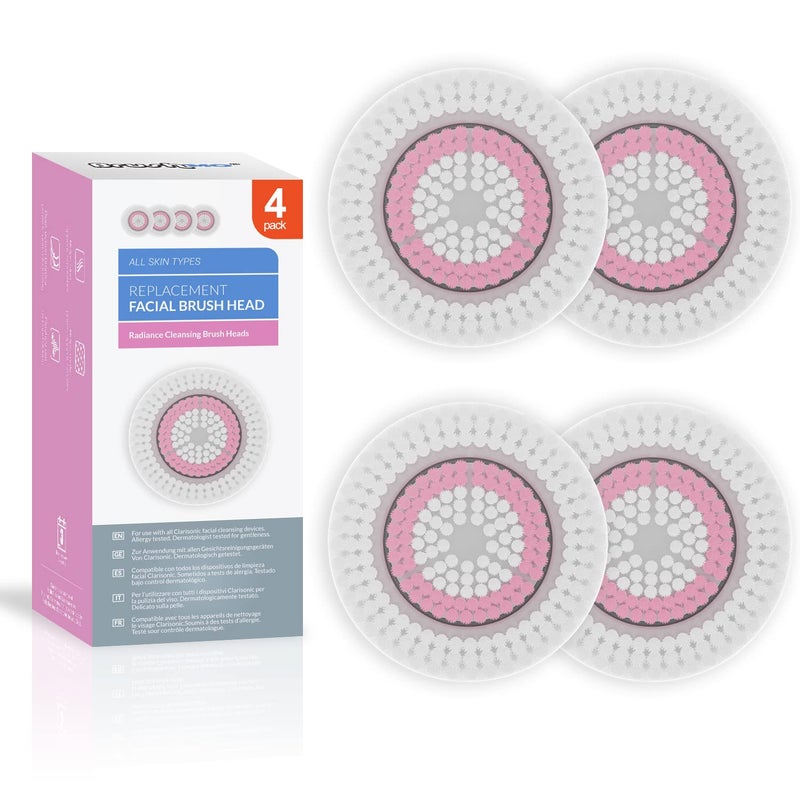 Brushmo Brush Head Replacements Compatible with Clarisonic Mia 1, Mia 2, Mia Fit, Alpha Fit, Smart Profile Uplift and Alpha Fit, Radiance Facial 4 Pack (Radiance) - Image 1